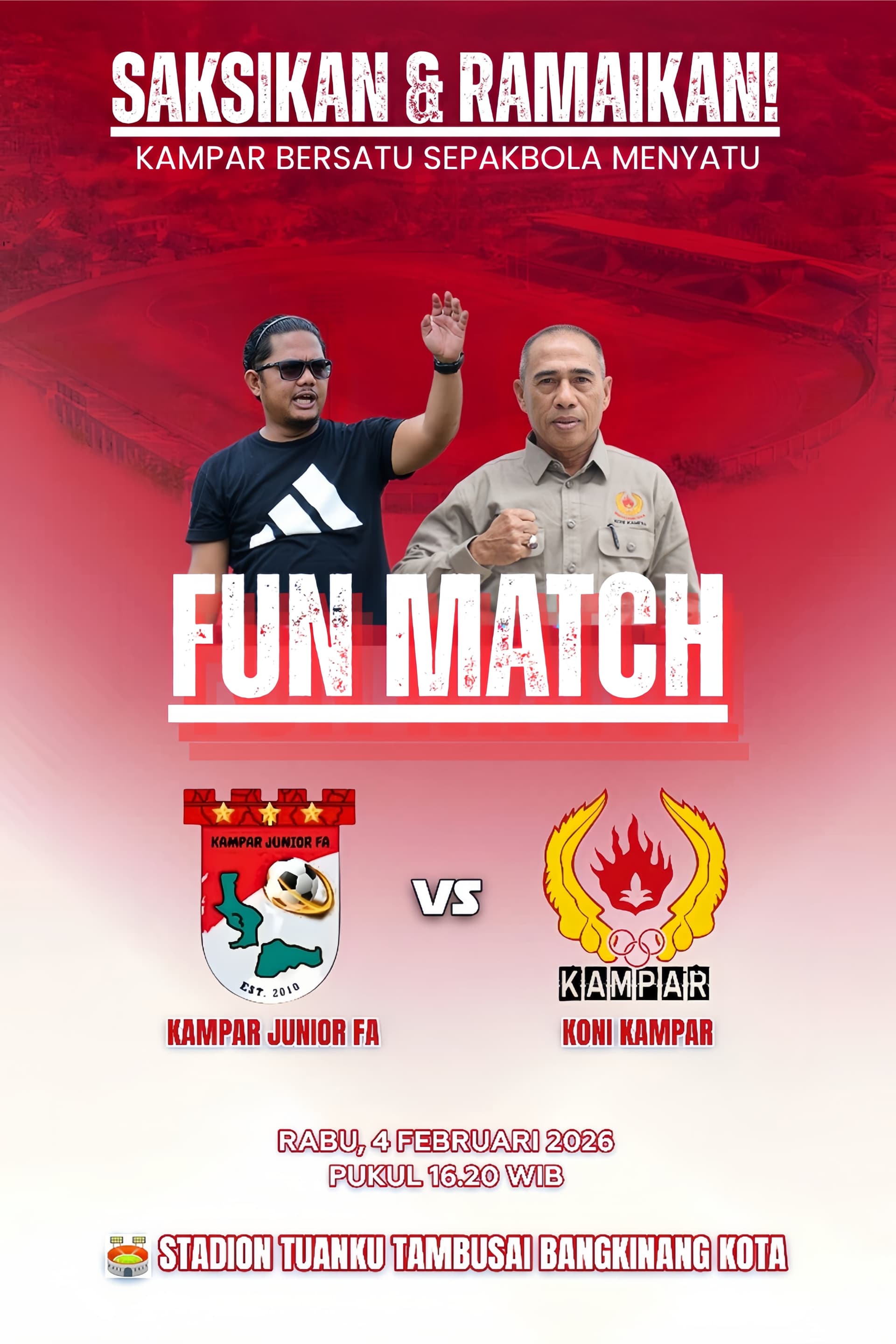 Fun Match KONI Kampar 40+ FC vs Kampar Junior FA U-40, Yasir: Sepak Bola Menyatukan, Bukan Sekadar Bertanding